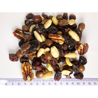 MIESZANKA BAKALIOWA Z CZEKOLADĄ : ARACHIDY i MAKADAMIA W CZEKOLADZIE,  RODZYNKI, ŻURAWINA, MIGDAŁY 10 KG